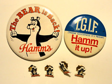 Hamm's Beer Button Set TGIF Hamm It Up The Bear Is Back + Bear Pins Vintage picture
