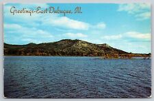 Greetings East Dubuque Illinois Mississippi River Old Postcard UNPOSTED Vintage picture