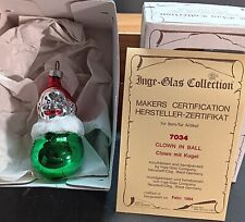 1984 Inge Glas Clown In Ball #7034 Christmas Ornament  Mint in Box  picture