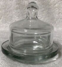 Vintage Clear Glass Butter Pat Dish 3 1/4” Tall with Dome Cover Lid picture