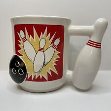 Vintage 1989 Earthenware 3D Bowling Ball And Pins Sporting Coffee Mug (Sports) picture