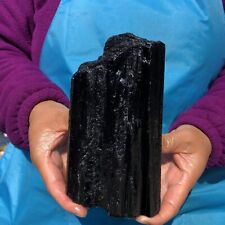 2.86LB Large Natural Black Tourmaline Crystal Gemstone Rough Mineral Specimen picture