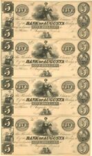 Bank of Augusta - Uncut Obsolete Sheet - Broken Bank Notes - Paper Money - US -  picture