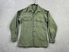 Vintage Military Shirt Mens Small Green OG 107 Sateen Utility 60s Vietnam USMC picture