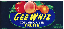 Original GEE WHIZ lug fruit crate label Auvil Fruit Inc Orondo WA apple peach picture