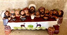 Jesus Apostles Last Supper Mini Figurine Peruvian Pottery Religious Folk Art picture