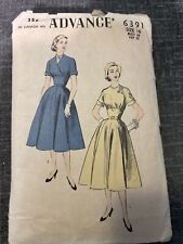 Vintage 50s Advance Pattern 6391  Dress With Fitted Bodice Size 16 B 34 Complete picture