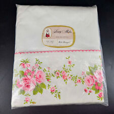 Vintage Springmaid ROSE BOUQUET cottage core Muslin Sheet embroidered border picture