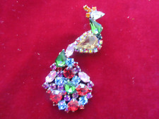 Gorgeous Czech Vintage Style Glass Rhinestone Button  Peacock Rainbow Colors  C1 picture