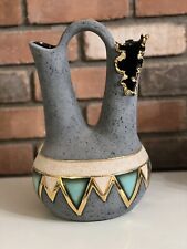 Stunning Native American Wedding Vase With Gold Leaf Accents. Signed 13” Tall picture