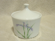 Corning Shadow Iris Sugar Bowl with Lid Purple Flower Green Leaves Exc picture
