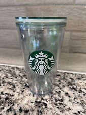 Starbucks Clear with green tint Plastic  Mermaid Logo Hot Cold Cup Tumbler 16oz picture