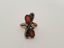 Old Vintage Native American Sterling & Coral Ring - Size 4 3/4 picture