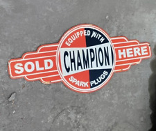 PORCELIAN CHAMPION ENAMEL SIGN SIZE 19X42 INCHES DOUBLE SIDED picture