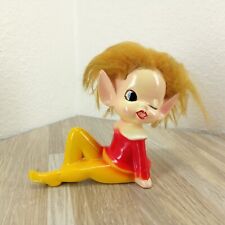 Pixie Elf Vintage Winking Figurine Pointy Ears with Hair picture