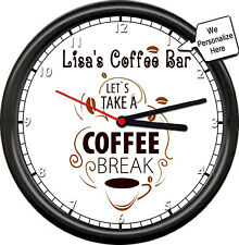 Personalized Coffee Break Bar Java Espresso Your Name Kitchen Sign Wall Clock picture