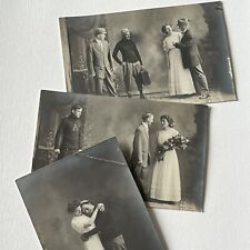 Antique RPPC Real Postcard Jealous Beau Young Woman & Man Drama picture