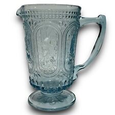EASTER Blue Bunny Glass Pitcher Hobnail VINTAGE Style Drinking Embossed picture