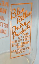 VTG Blue Ribbon Dairy Products & Ice Cream 1 Qt Milk Bottle, NOBLESVILLE INDIANA picture