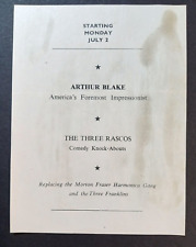 Arthur Blake Impressionist & Three Rascos Comedy Paper Receipt Invitation c1950s picture