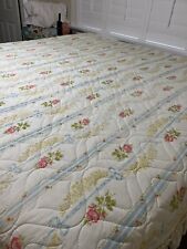 Vintage JC Penney King Coverlet Quilted Floral With Eyelet Bedspread 108 x 96 picture