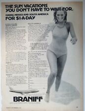 1977 Braniff Airlines get you there with flying colors woman swimsuit vintage ad picture