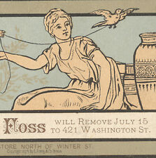 1878 L PRANG CO TRADE CARD, BOSTON, CROSBY & FOSS, JEWELERS in COURT SQ  A216 picture