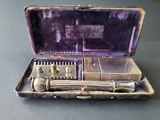 1910 Silver Plated Gillette ABC Pocket Edition Safety Razor Thin Handle picture
