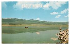 Vintage Eagle Nest Lake New Mexico Postcard Men Fishing Unused Chrome picture