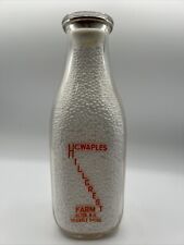 Vintage HILLCREST FARM C. Waples Quart Pyro Milk Bottle Alton New Hampshire picture
