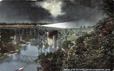 Lakewood OH Ohio Rocky River Railroad Train Bridge Night View Vtg Postcard D57 picture