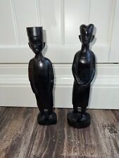 vintage Hand Carved Ebony Rosewood wood African Tribal Women Man Figures  9.5 In picture