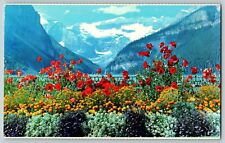 Postcard Lake Louise and Victoria Glacier Canadian Rockies Wildflowers picture