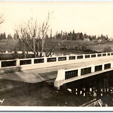 c1920s Unknown New Bridge Real Photo Snapshot Creek River Farm 5-7/8