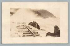 Waves on Train Tracks BARVIEW Oregon RPPC Tilamook County Railroad Photo 1925 picture