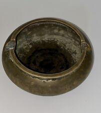 Vintage Heavy Brass Ashtray 4 Inch Diameter Round Marked CHINA Nice Old Patina picture