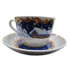 Proletary First Quality Zimushka Winter Evening Log Cabin Cup Saucer Soviet Era picture