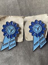Pow Wow Enamel Pairs of Pins - Blue Ribbon - NY - VINTAGE 1994 Tie Lapel picture