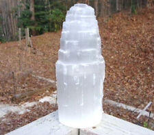 Selenite Skyscraper Lamp-Hand Carved-10 Inches Tall-Cord and Bulb Included picture