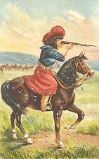 1908 Picture Postcard ~ Cowgirl Riding A Horse, Shooting A Rifle. #-4646 picture