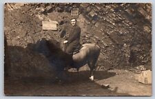 RPPC Man Riding Ox Steer Tourist Road To Hot Springs  Arkansas Real Photo P603 picture