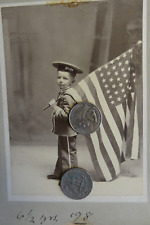 Alexander  Dewey ...... in uniform,  navy hat and flag 1898 + baby pic  $30 picture