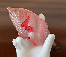 Vintage German Pink/Red Unsilvered Glass Fish Christmas Ornament Rare Beautiful picture