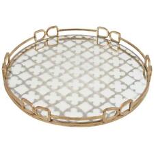 A & B Home Tray 18X18 Inch Platter Round Decorative Rustic Brass Vintage Gold  picture