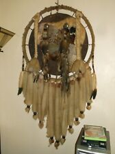 Native American Plains Indian Dreamcatcher  with Rattler  & Peace Pipe 26”w 56”L picture