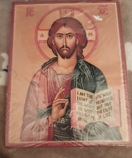 New Jesus Byzantine Icon Wall Plaque Holy Transfiguration Monastery Vintage 1961 picture