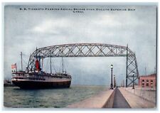 c1910 S.S. Tionesta Passing Aerial Bridge Duluth Superior Ship Canal MN Postcard picture