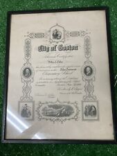 Antique 1926 City Of BOSTON Elementary School Diploma Framed Bank Note Co Signed picture