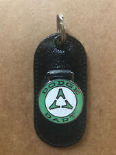 Vintage Leather Car Keychain Vintage Key Ring Key Fob Dodge Dart Green/White NOS picture