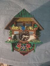Vintage German Wood Birds Deer Mini Black Forest Clock Handmade. picture